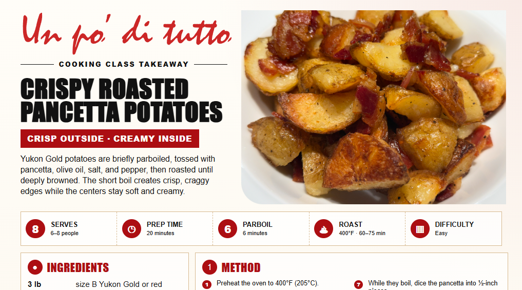 Printable pancetta potatoes recipe