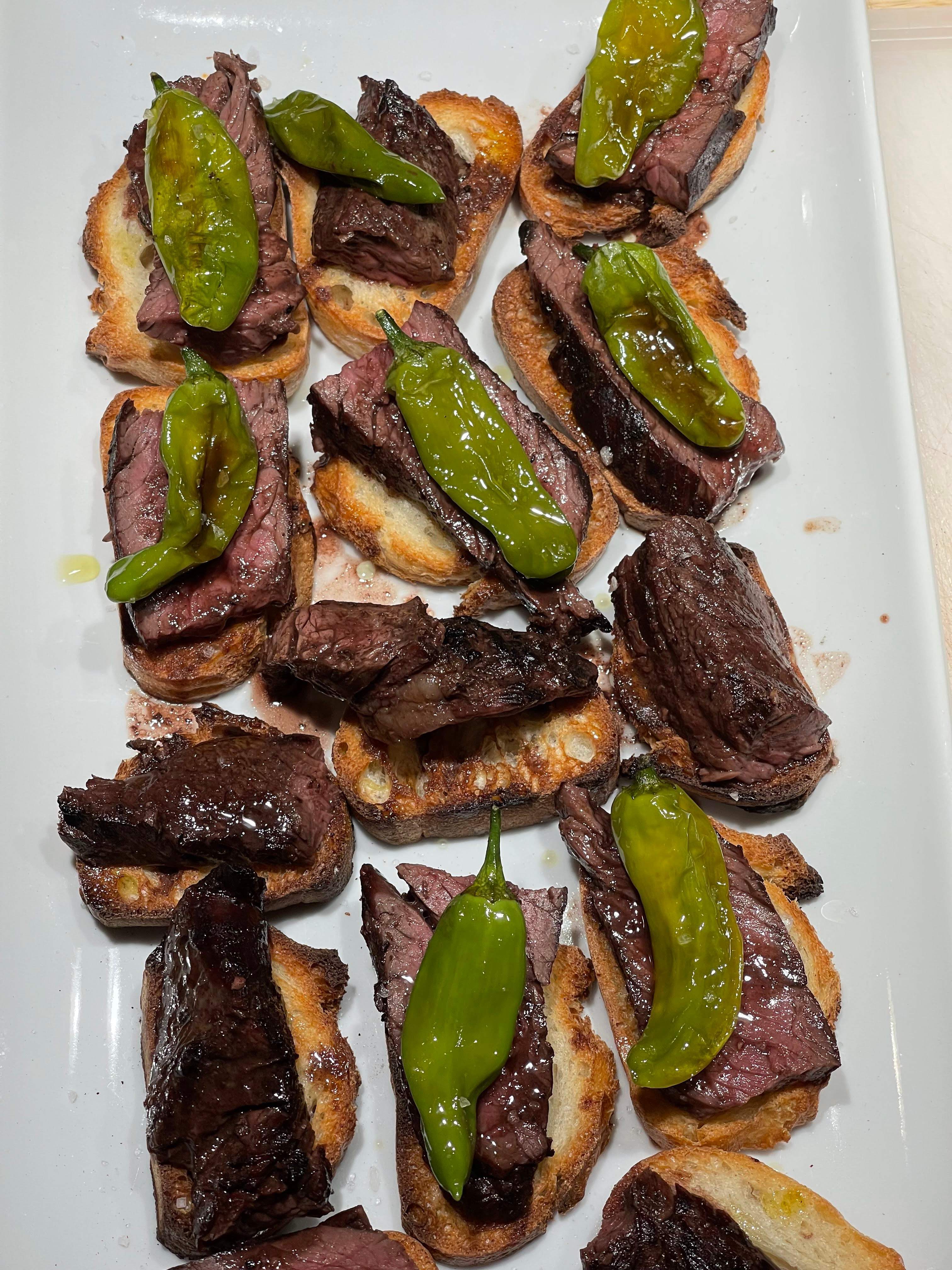 Steak and shishito pepper bites